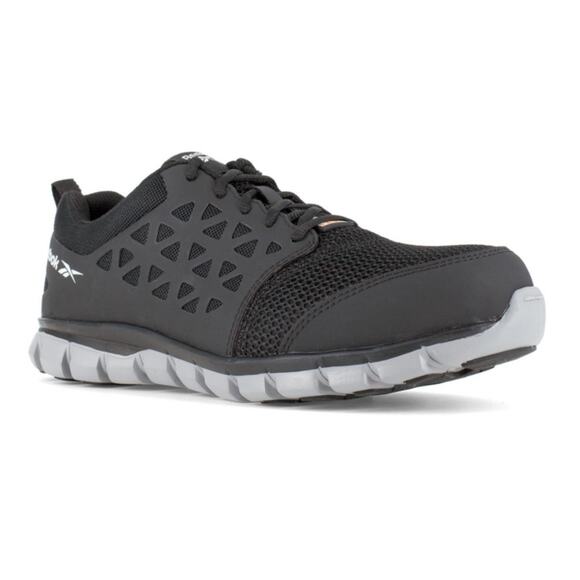 Alloy Toe Reebok Sublite Cushion Work Shoe - Black & Gray - W Size 7 & M Size 5 - Picture 1 of 8